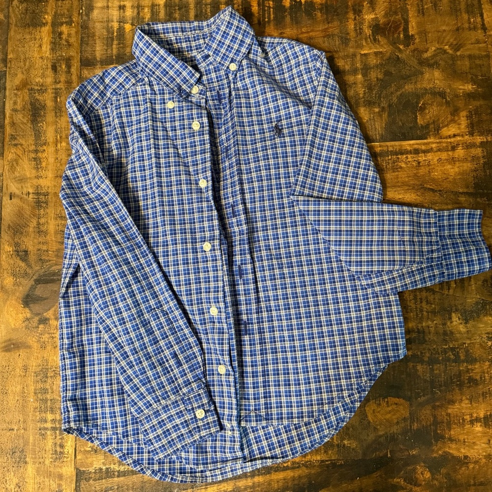 Blue Plaid Button Down Polo